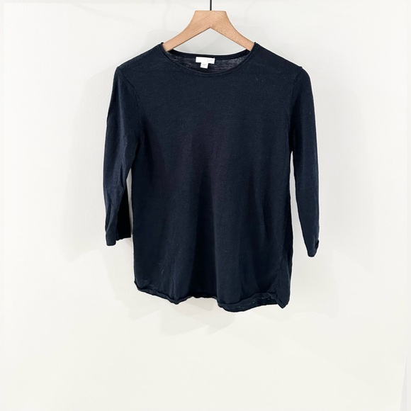 J. Jill 3/4 Sleeve Linen Blend Sweater Navy Size Small - Picture 2 of 6